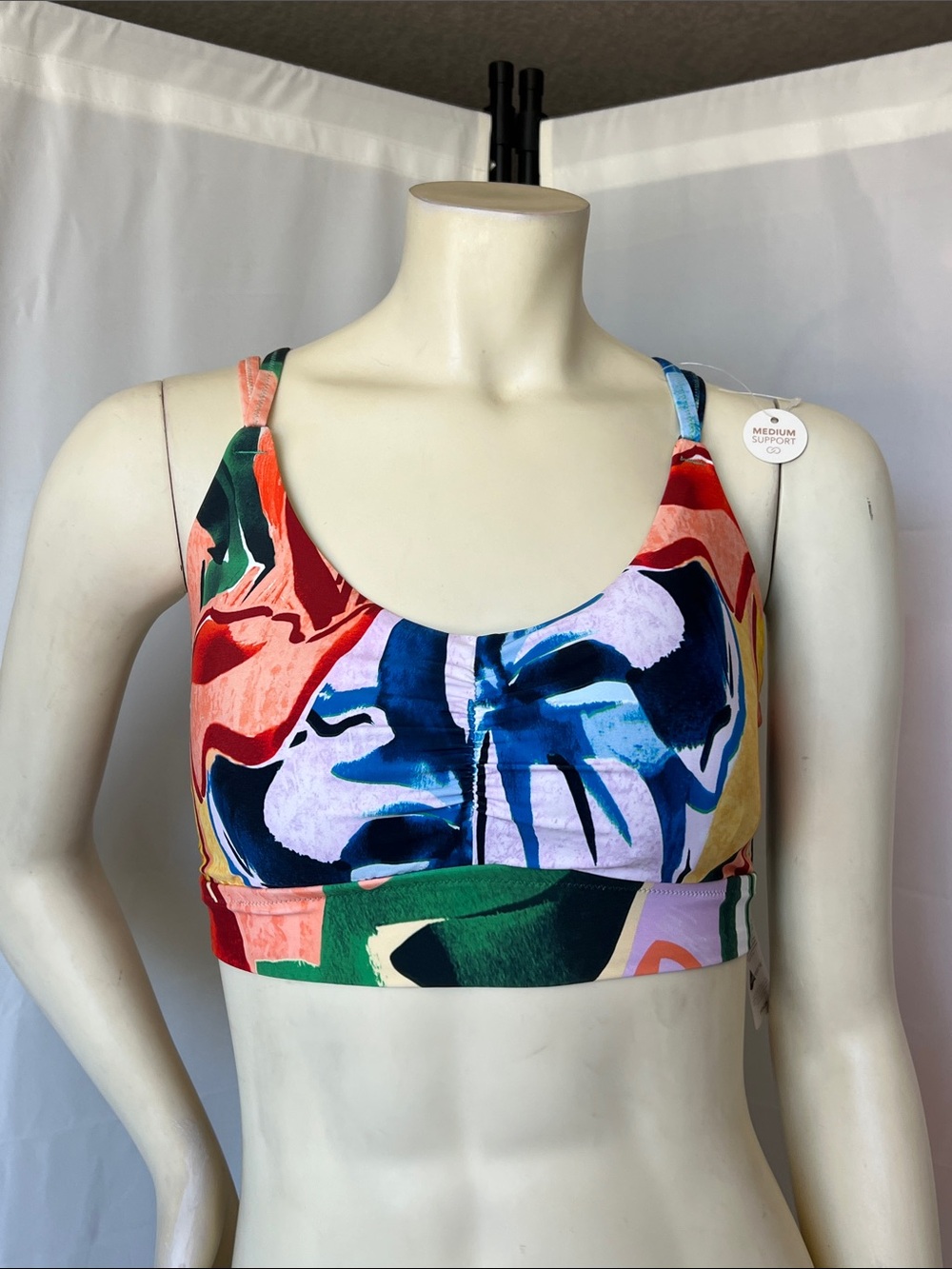 NWT Calia Multicolor Abstract Print Supportive Swimsuit Top